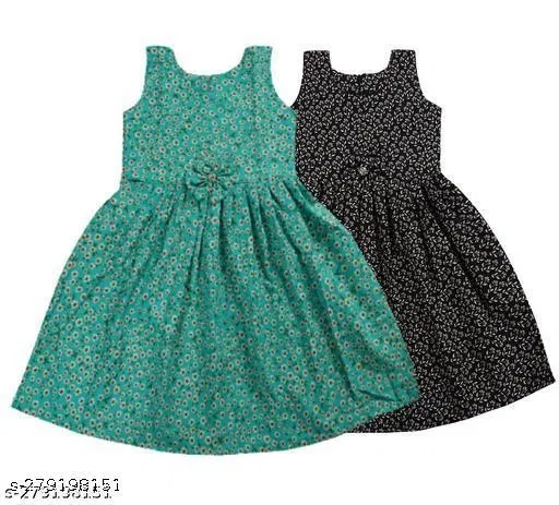 Pack Of 2 Frocks & Dresses for Girls (Green, 4-5 Years)