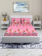 Arch Fab Pink Floral Flat Double Bedsheet 88X90 Inch