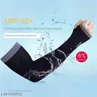 Printed Cotton Blend Arm Sleeves for Men & Women ,Black, Set of 1