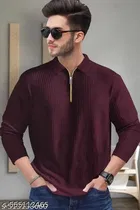 Cotton Blend T-shirt for Men, Maroon 