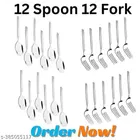 Stainless Steel 12 Pcs Spoons with 12 Pcs Forks 