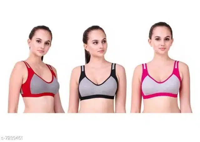 Sports Bra for Women (Multicolor, 28A) (Pack of 3)