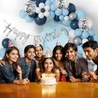  Birthday Decoration Kit for Boys 58 Pcs, Blue, White, Silver 