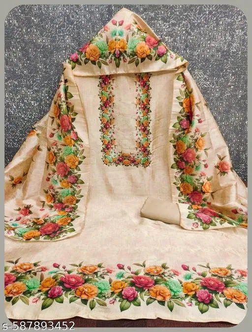 Embroidered Pakistani Suits for Women (White, 6.85 meter (3XL)) (White, Un Stitched)