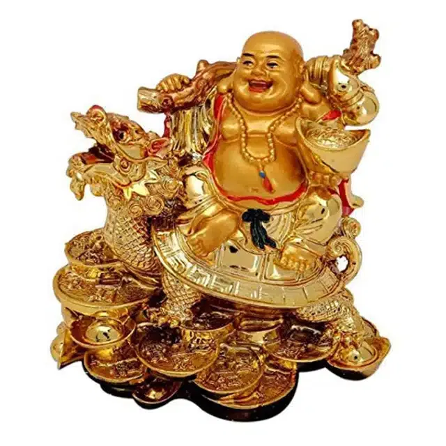 Polyresin Laughing Buddha Showpiece (Gold, 7 cm)