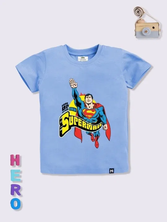 Round Neck Printed T-Shirt for Boys (Blue, 2-3 Years)