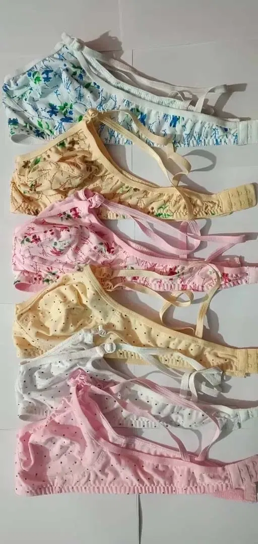 Hosiery Printed Non-Padded Bras for Women, Pack of 6 (Multicolor, 34 B)