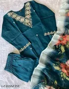 Embroidered Silk Kurta Set for Women 
