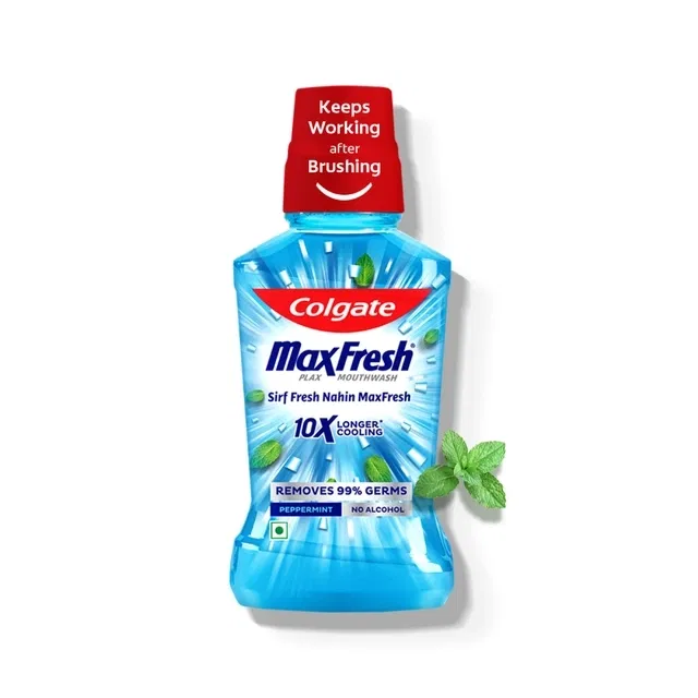 कोलगेट मैक्सफ्रेश प्लैक्स एंटीबैक्टीरियल माउथवॉश - 250 ml (पेपरमिंट)