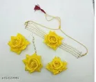 Artificial Rose Flower Jewellery Set For Women and Girls