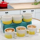6 Pcs Ceramic Tea & Coffee Cup Set - Dual Tone Yellow