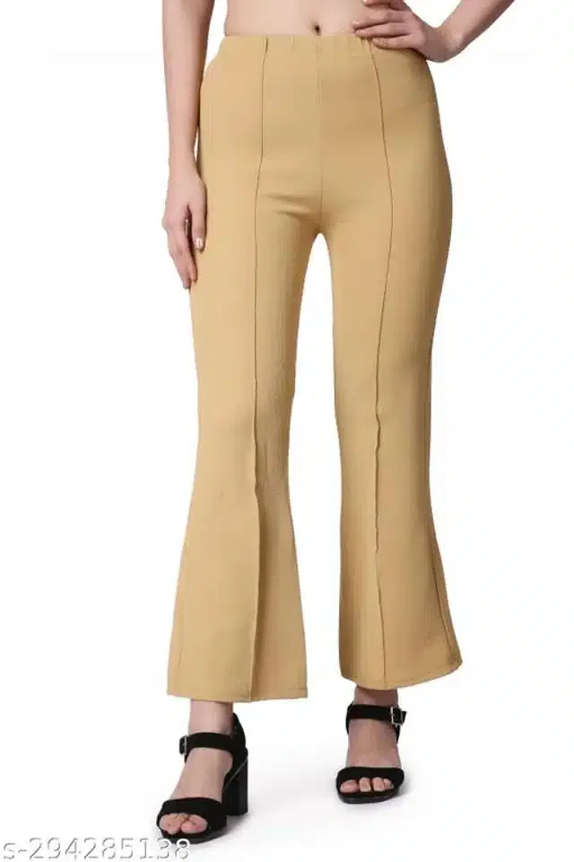 Cotton Lycra Trouser for Women (Beige, 24)