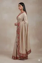 Bollywood White Chiffon/Satin Embroidered Saree for Women
