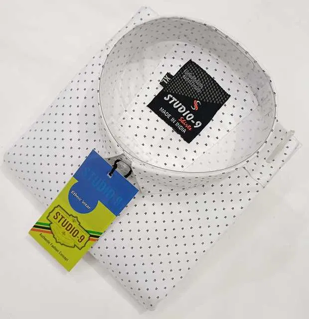 Men's Printed Shirt (White, XL) (BF-34)