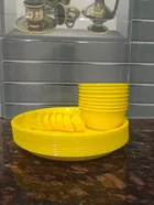 Plastic Dinner Set (Yellow, Set of 18)