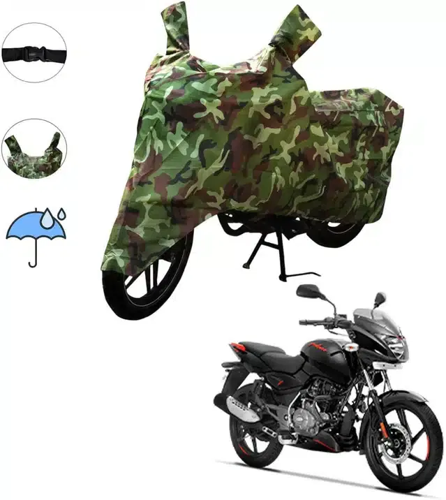 Waterproof & UV Protection Polyester Full Body Cover for Bajaj Pulsar Bike (Green)