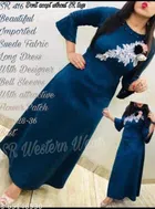 Woolen Embellished Gown for Women (Navy Blue, Free Size)