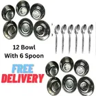 Stainless Steel 12 Pcs Bowls with 6 Pcs Spoon 