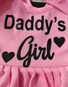 Chest Print Crepe Frocks for Girls, Pink 