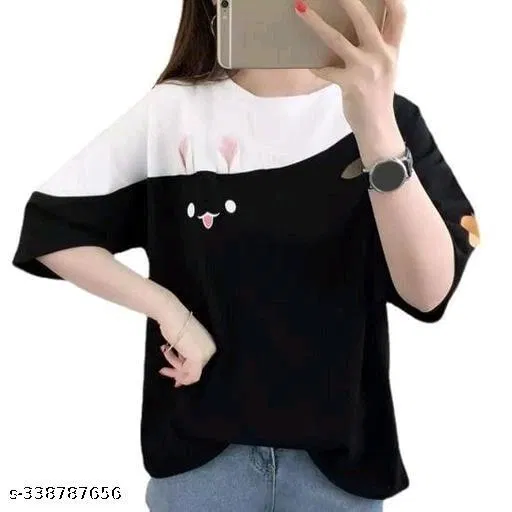 Polyester T-shirt for Women, Multicolour (S)