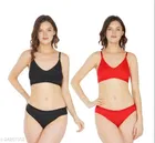 Cotton Blend Solid Lingerie Set for Women 