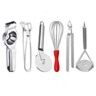Stainless Steel Lemon Squeezer & Pakkad & Pizza Cutter & Egg Whisk & Roti Chimta & Potato Masher For Kitchen 