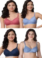 Cotton Blend Solid Padded Bra for Women 