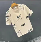 Poly Blend Printed T-shirt for Men, Beige 