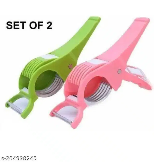 2 in 1 Vegetable Cutter & Peeler (Multicolor, Pack of 2)