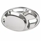 SimpleHome Steel 4 Partition Round Plate Combo Set of 2