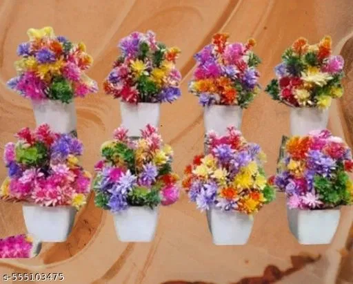 Plastic Artificial Flowers, Multioclor, Pack of 8