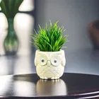 Akaar Artificial Fern Plant in Beige Owl Pot - (20 cm) (Pack Of 1)