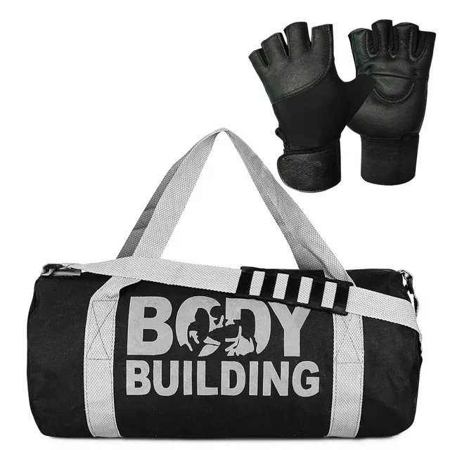 Polyester Printed Gym Bag with Gloves for Men & Women (Multicolor, Set of 1)