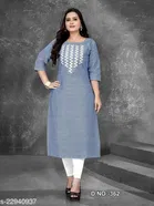 Chevron Embroidered Cotton Kurti for Women 