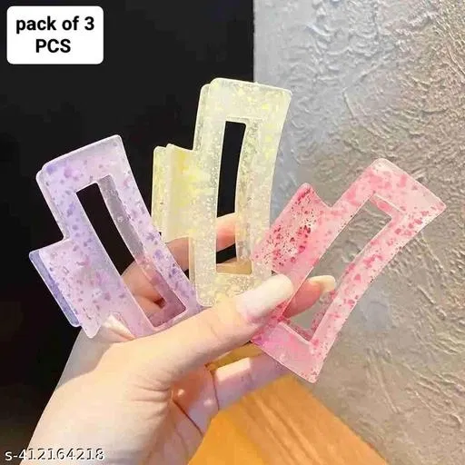 Plastic Hair Clutcher for Women & Girls (Multicolor, Pack of 3)