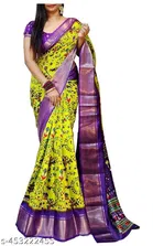 Printed Dola Silk Sequence Boarder Warli Art Saree for Women 