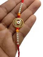 Metal Rakhi with Greeting Card & Roli Chawal 