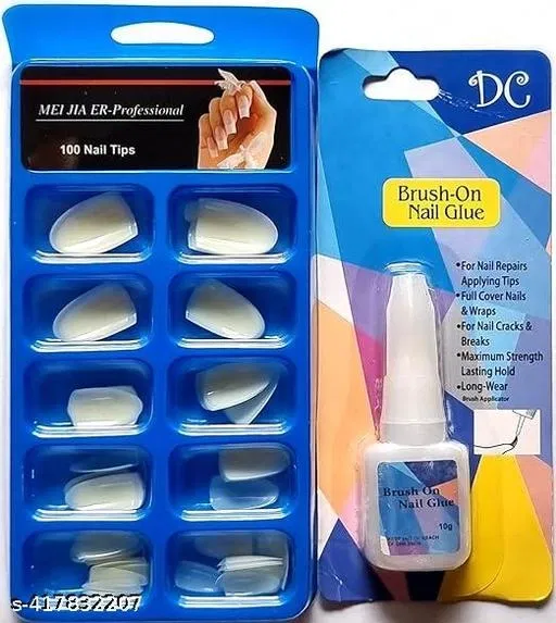 100 Pcs Artificial Nails with Glue (Set of 1)