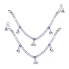 Brass Rhodium Plated Anklet Set (Silver, Set of 1)