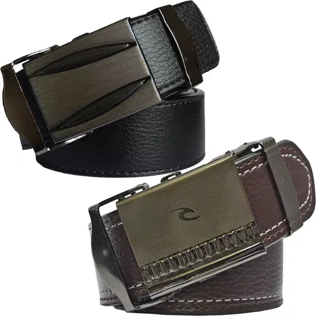 Casual Belt for Men (Brown, Pack of 2)
