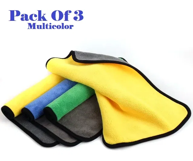 Microfiber Thick Lint & Streak-Free Multipurpose Cleaning Clothes (Multicolor, Pack of 3)