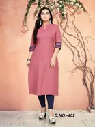 Cotton Blend Solid Kurti for Women 