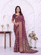 Dola Silk Printed Saree for Women, Purple 