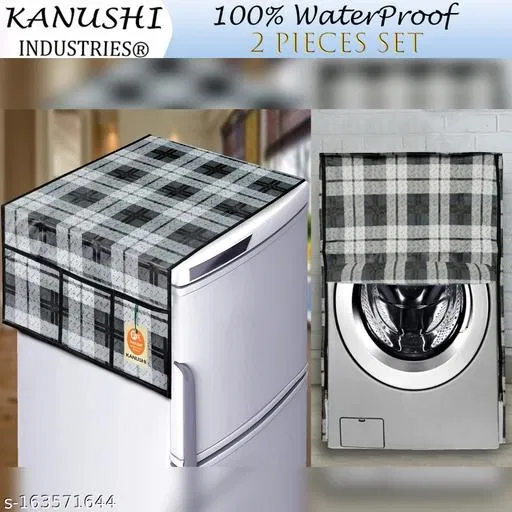 KANUSHI Industries® Fridge Covers / Refrigerator Cover +1 Pc Front Load Automatic Washing Machine Cover (FRI+WASMAC-FRONT-NW-NEW-01)