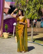 Soft Golden Chiffon Saree for Women 