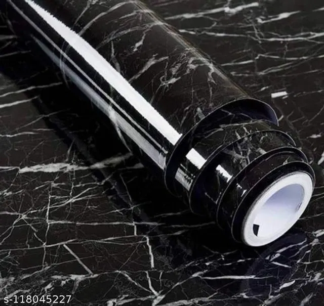 Bliss PVC Wallpaper for Home (Black, 60x200 cm)