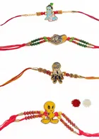 Alloy 4 Pcs Rakhi with Roli Chawal 