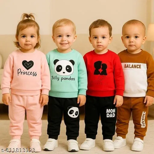 Hosiery Cotton Printed Clothing Set for Kids, Multicolor, Pack of 4 (7-8 Years)