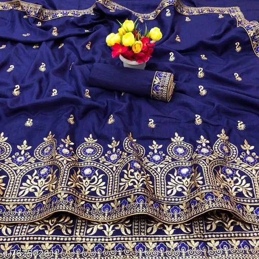 Beautiful Saree for Women (Navy Blue)