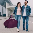 Polyester 60 LSolid Color Duffel Trolley Bag with Wheels 